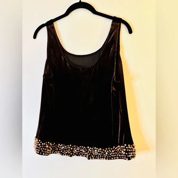Elegant Velvet Tank and Cardigan Set with Beaded Trim Medium - Picture 5 of 5